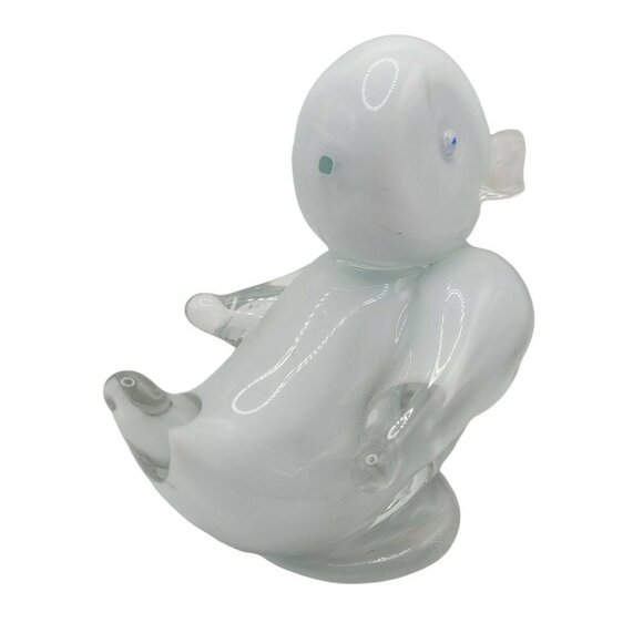 Vintage Hand Blown Glass Duckling Duck Paperweight White Clear 4.5" x 5.25" READ - Picture 4 of 8